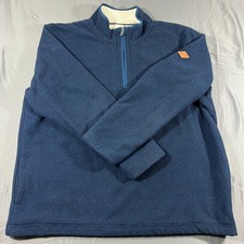 Orvis Brighton Sweater Mens 2XL Navy Sherpa Lined Mock Neck Outdoor Quarter Zip