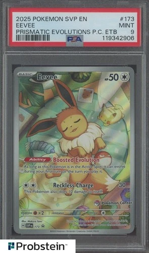 2025 Pokemn SVP EN Prismatic Evolutions PC ETB #173 Eevee PSA 9 MINT
