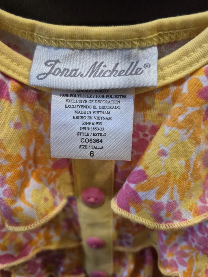 Jona Michelle Yellow Floral Summer Dress Size 6 - Image 4 of 4