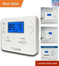 Smart Energy-Saving Home Thermostat - 2 Heat/2 Cool, Dual Power Supply, Blue LED
