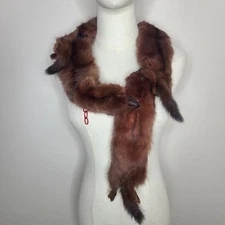 Vintage Brown Mink Fur Stole 5 Pelts Whole Body Wrap Scarf Clip End W Faces