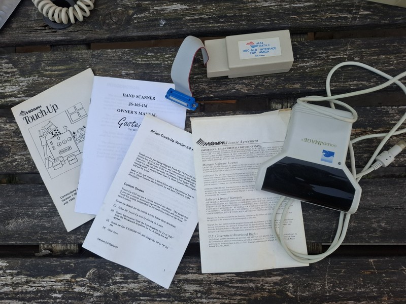GoldenImage Amiga Hand Scanner JS-105-1M Bundle Alfa Data Interface Manuals Etc