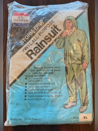NIP Vintage US Camper Seaway Clear Vinyl All Purpose Waterproof Rainsuit Size XL - product listing photo