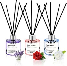 Reed Diffuser Set of 3 Pack,50ML Lavender Rose Gardenia Scented Oil Clear