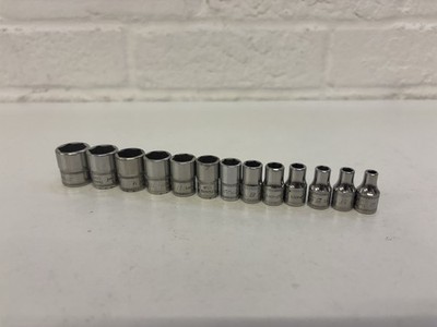 Snap On Tools 1/4'' flacher Steckschlüsselsatz 4-15 mm inkl. 5,5 mm 6pt metrisch 13-teiliges Set gebraucht