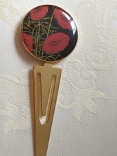 Lesezeichen vergoldet Mohn HARI Design f&uuml;r Sammler Nostalgie Blume gold rot