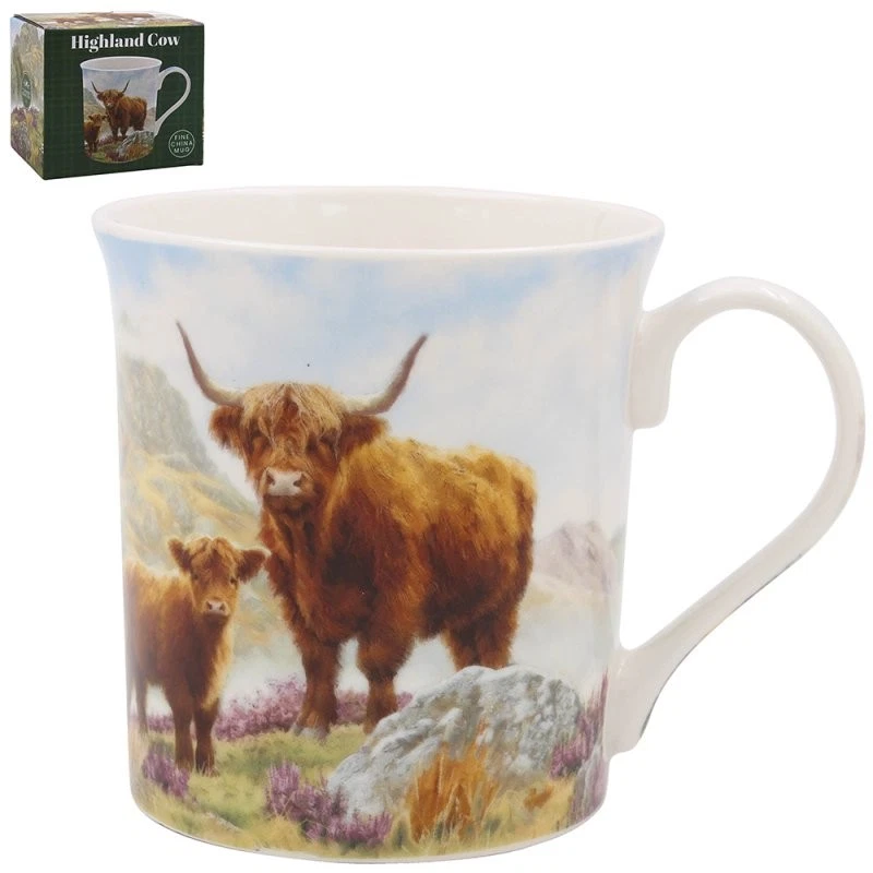 LESSER & PAVEY Fine China Mug Highland Cow Country Farm Design Gift Decor Idea Coffee Cup