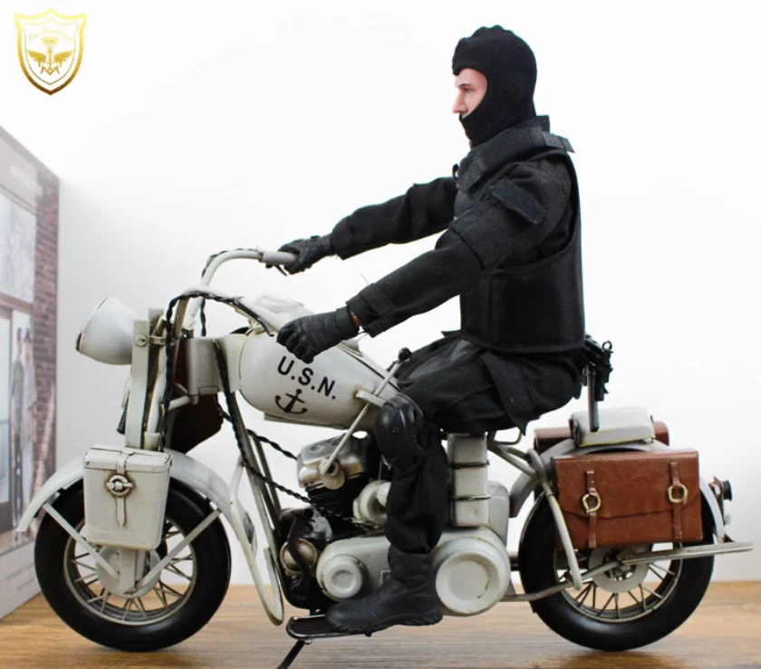 1/8 Handmade Ironwork 1945 Harley Navy Motorcycle Model Ornament - Image 3 of 4