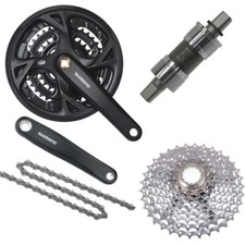 Shimano Trekking Fahrrad Verschleiß Set Kurbel Innenlager Kette Zahnkranz 3x9