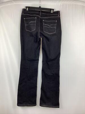 White House Black Market Black Skinny Flare Jeans Size 6R Inseam 33  Embellished