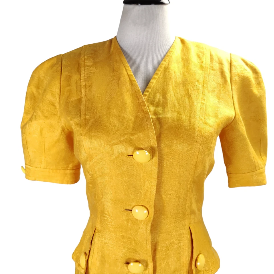 Vestido Vaina Jacquard Vintage Albert Nipon Años 80 Do 40 Talla 6 Botón Delantero Foto 2 de 4