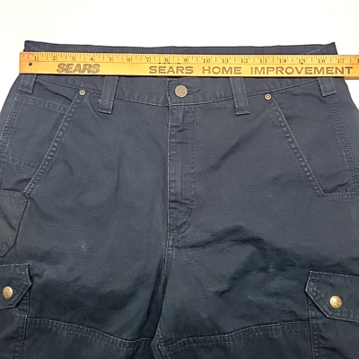 Carhartt Mens Pants 35X34 (33.5x33) B342 Black Double Knee Relaxed