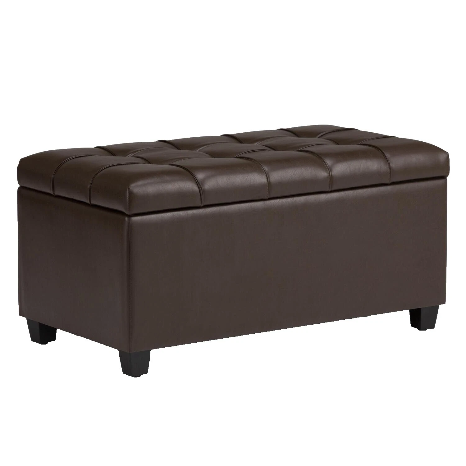 Almacenamiento de madera de caucho otomanos