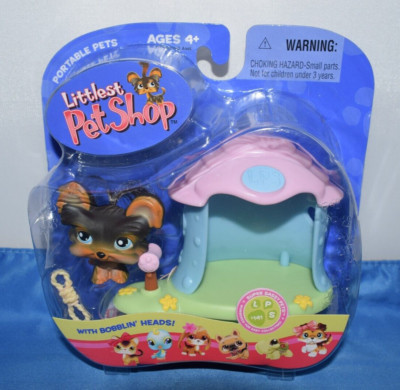Littlest Pet Shop Super Rare Portable YORKI w/ Dog House lot #141 Retired #15