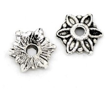 Pkg of 20 Silver FLOWER BEAD CAPS 5/16" 8mm Findings 11099