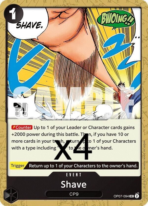4X One Piece Card Game Shave OP07-094 Uncommon NM