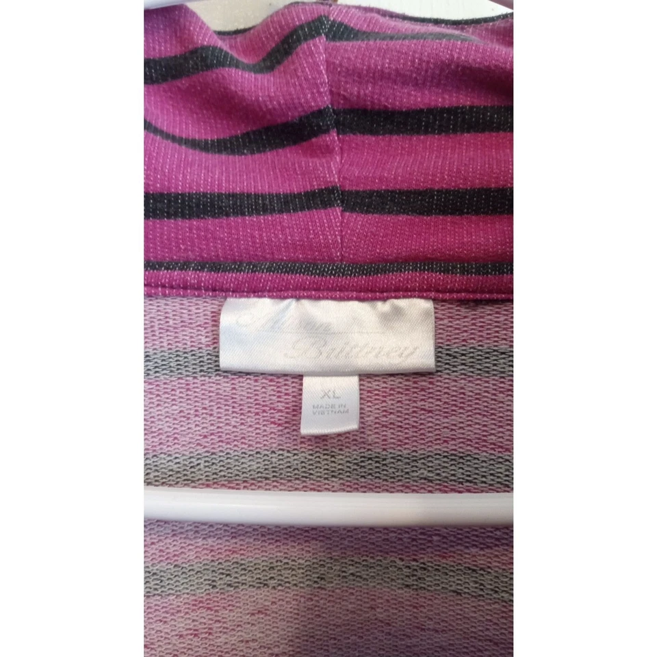 Suéter Allison Brittney Para Mujer Rosa con Rayas Negras Capucha Cuello XL Foto 3 de 4