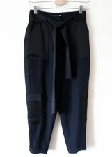 Mint Velvet Navy + Black Cargo Combat Tapered High Waisted Trousers 6 S NEW