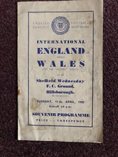 Football programme at Sheffield Wednesday England v Wales schools 1950