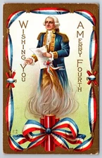 Merry Fourth of July George Washington Patriotic c1910 Postcard