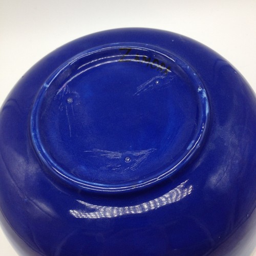 Art Pottery Hand Painted Whimsical Goldfish Signed Large Centerpiece Bowl 8"X4" - Picture 6 of 10