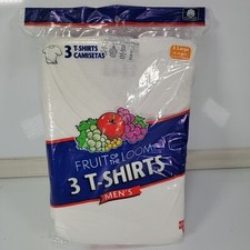 Fruit of the Loom White 100 Cotton T-Shirts 3 Pack Men's XL 46-48