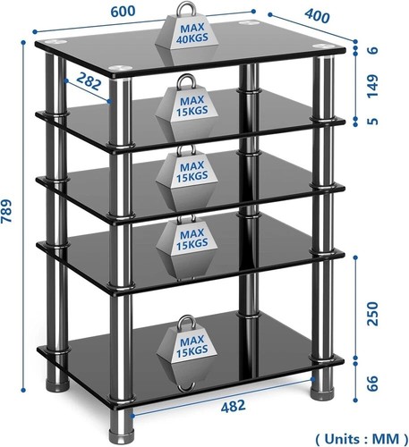 5-Tier Hi-Fi Audio Rack Cabinet AV Shelf and TV Stand - Picture 2 of 9