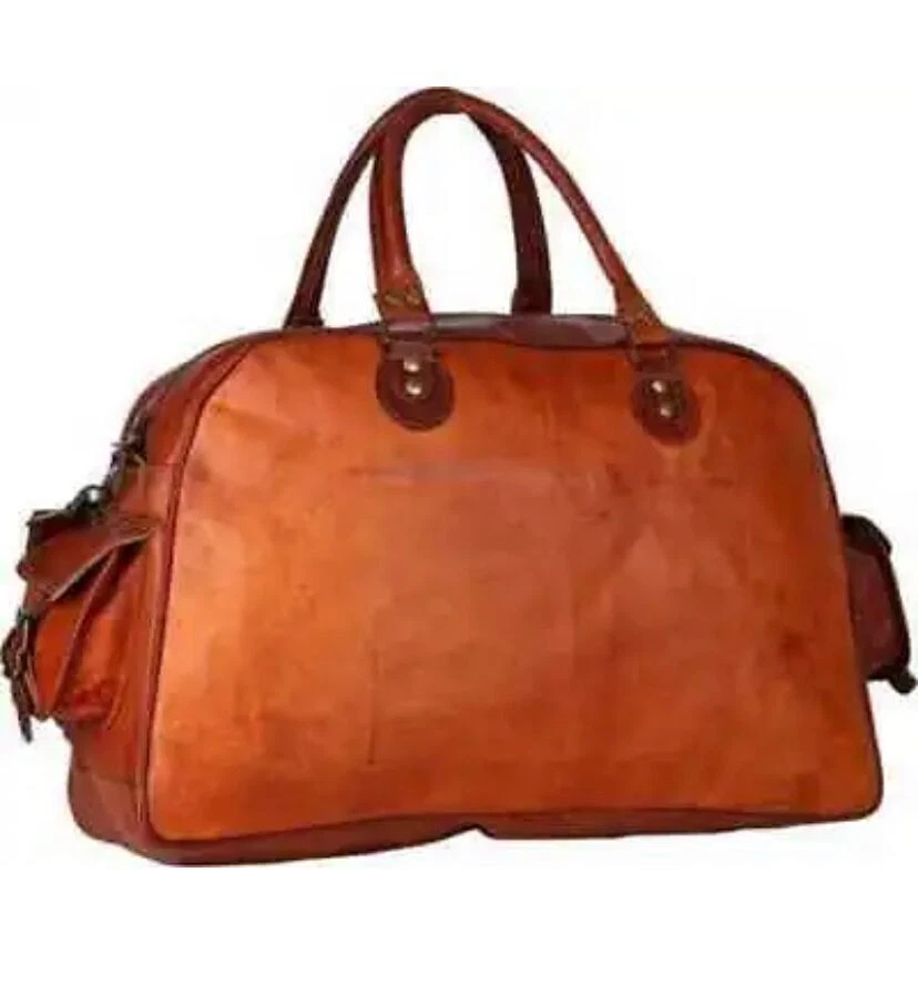 Leather vintage duffel travel gym weekend overnight bag Women's Large luggage - Image 4 of 4