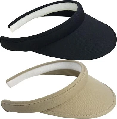 KEJEA 2 Pack Sun Visor Hats Women Men Clip On Wide Brim 6 3/4-7 1/2, Black+khaki