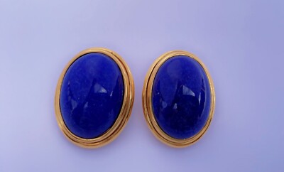 Boucles Clips Ciner New York Vintage CINER Schmuck Ohrringe Lapislazuli