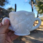 Antique McKee Toltec Milk Glass Star & Arches Sawtooth Design Small Sugar Bowl