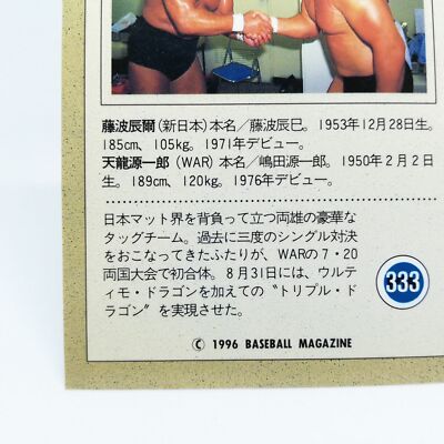 333 TATSUNAMI FUZINAMI & GENICHIRO TENRYU PRO WREITLING CARD