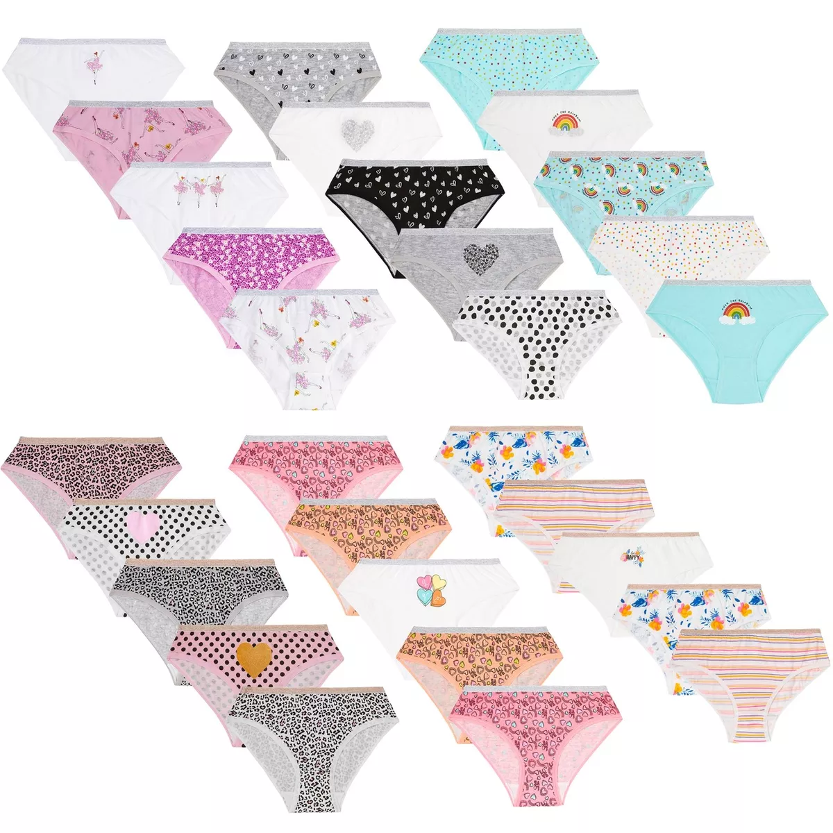 Girls 100% Cotton Briefs 5 Pack Underwear Kids Knickers/Pants Age 2-13 Years