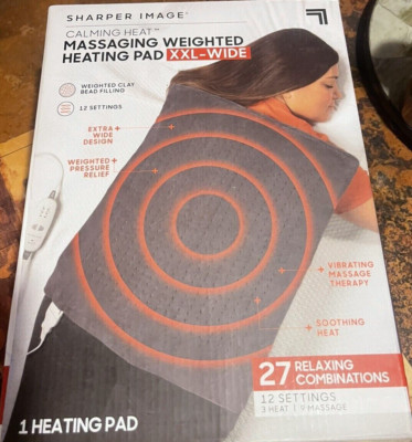 Sharper Image Calming Heat Massaging Weighted Pad XXL-Wide 20x24 6 lb brown box,