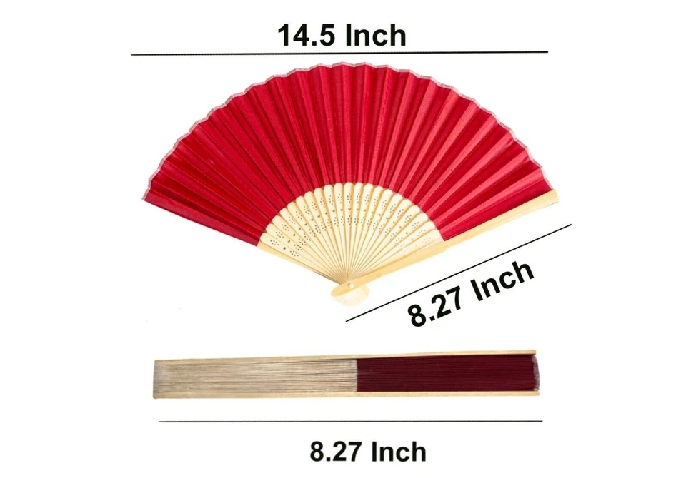 Paquete de 4 ventiladores plegables de papel y bambú de mano Thy Collectibles - color liso Foto 3 de 4