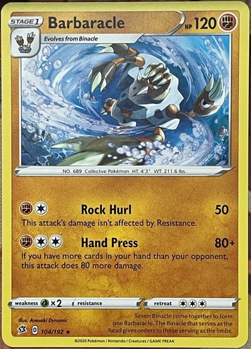 Barbaracle Rare - 104/192 - Rebel Clash Pokemon 2020