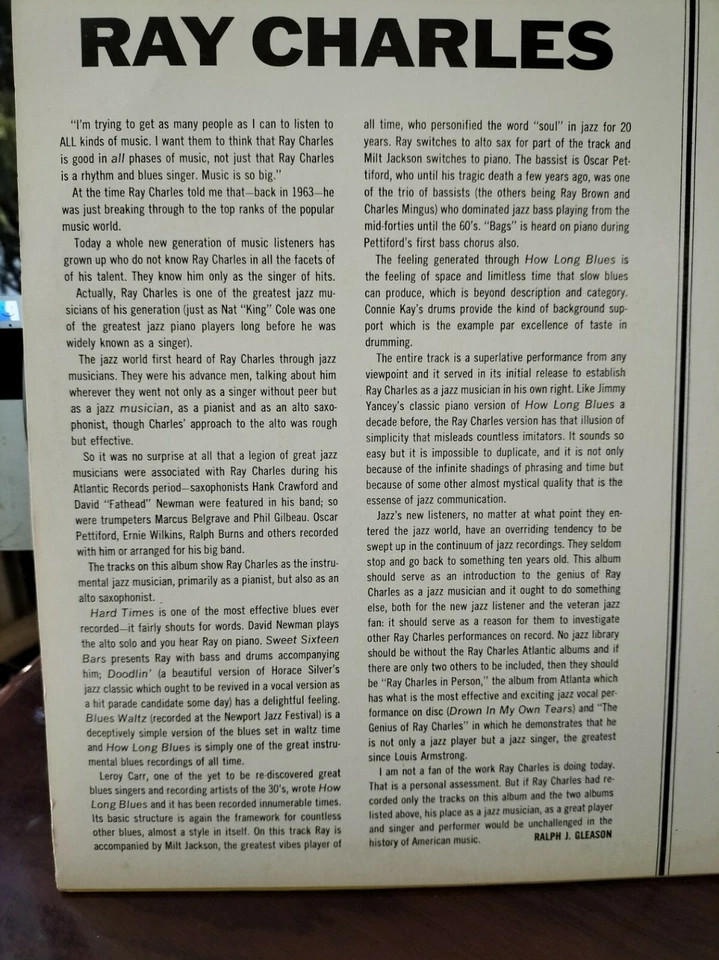 Ray Charles. The Best of Ray Charles. (Atlantic, 1970) Vinyl - Image 3 of 4