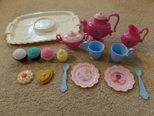 11 piece DISNEY ROYAL PRINCESS TEA SET  FISHER PRICE TRAY 4 CUPCAKES 2 COOKIES