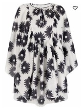 STELLA MCCARTNEY KAFTAN FLORAL PRINT ORGANIC COTTON L BLACK COVER UP TOP DRESS