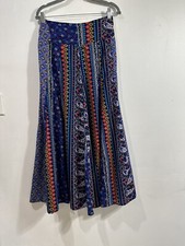 Just Funky Womens Blue Multicolored Wide Leg Palazzo Pants SZ S