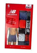 New Balance 6 Pack Performance Premium 5 Inch Boxer Brief Multicolor Red Sz M