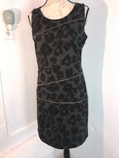 MICHAEL KORS GRAY/BLACK LEOPARD PRINT w/ZIPPERS SLINKY BODYCON DRESS 6