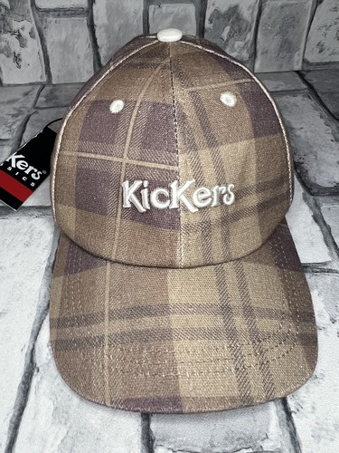 Kickers Baseball Cap Mens One Size Brown Check Canvas Tartan Embroidered Hat - Picture 3 of 11