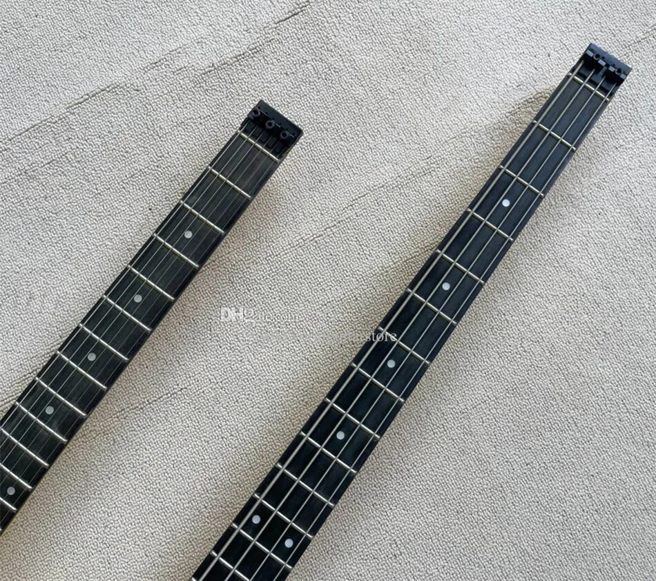 Double Neck Headless 4 Strings Bass Guitar+6 Strings