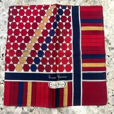 MAN HANKY GEOMETRICS RED STRIPED CLASSIC VTG COTTON POCKET ART SQUARE 17   JP225