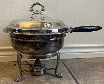 Vintage Antique Silver Plated Chafing Dish With Handle And Warmer