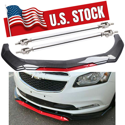 Front Bumper Lip Spoiler Splitter Body Kits Strut Rod Carbon For