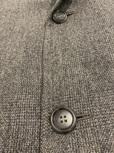 Vintage Wright's by Curlee Clothes Gray Long Overcoat Windowpane Men's 3 Button - Picture 6 of 10