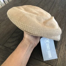Stacy Adams Tan Knit Driver Beret Newsboy Flat Hat Cap 
