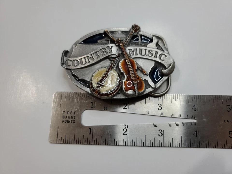 Banjo de violín de música country americana de colección músicos de los 80 hebilla de cinturón E-29 Foto 3 de 4